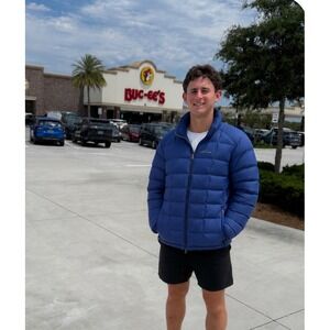 Eddie Bauer 700 Fill Goose Down Puffer Jacket Men's XL Blue Cobalt Quilted